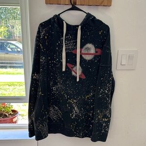 Jungmaven Cosmic Print Men's Hoodie - Black and Red